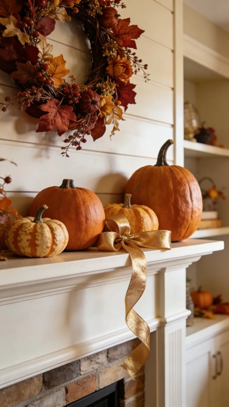 Thanksgiving mantel decor idea 26