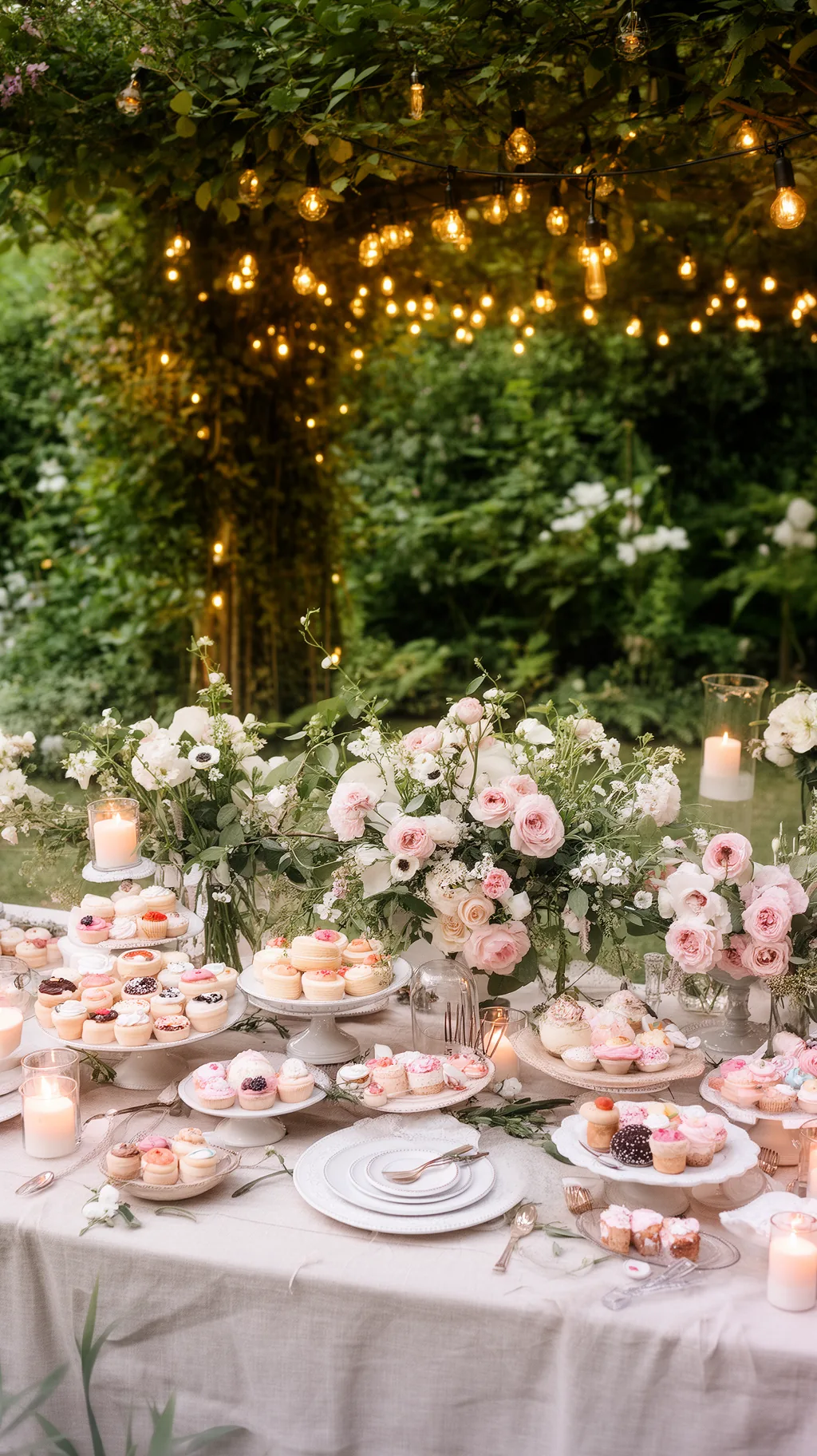 Charming dessert spread with florals