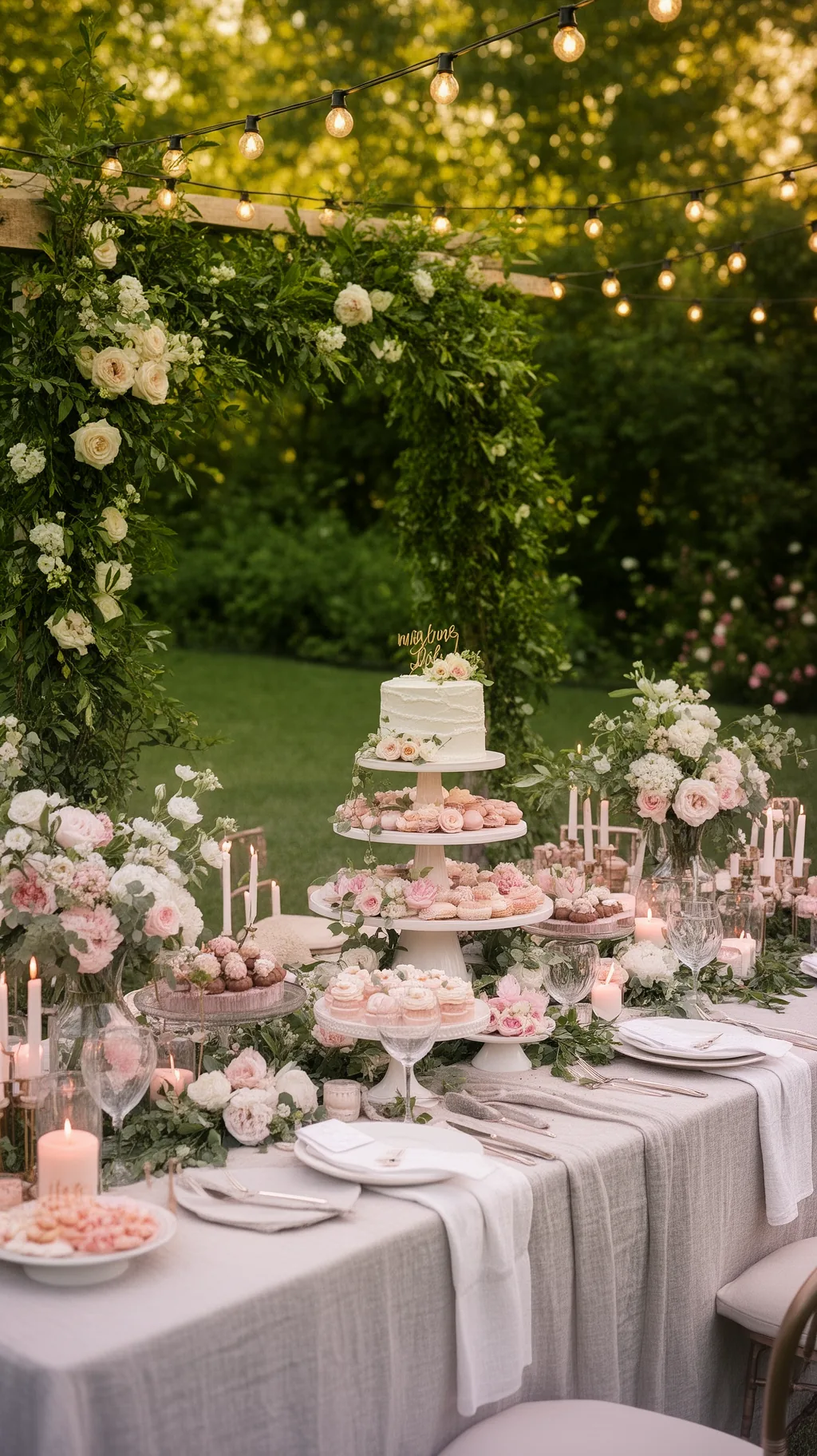 Tiered cake stand dessert table