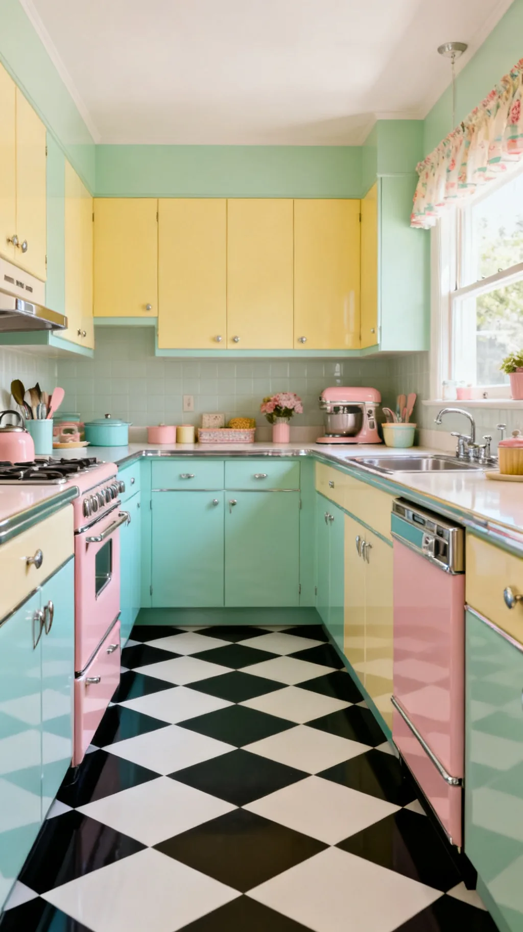 Diagonal checkerboard floor