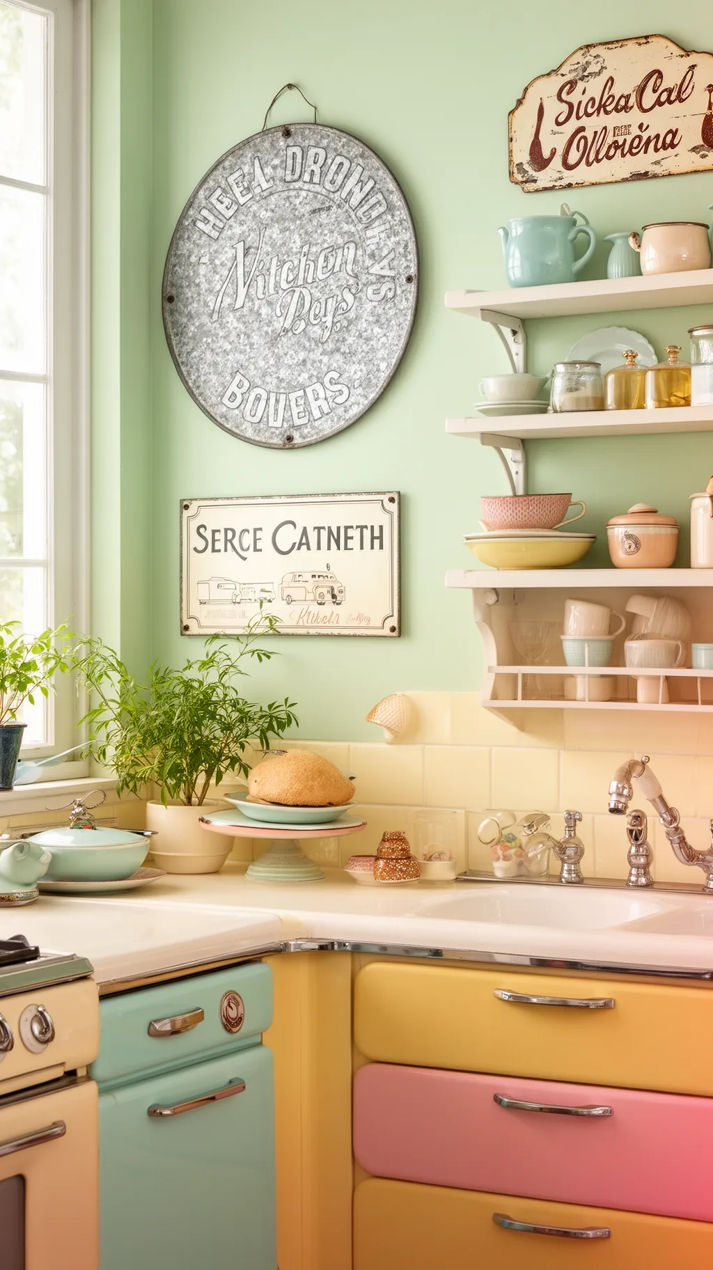 Galvanized metal kitchen sign