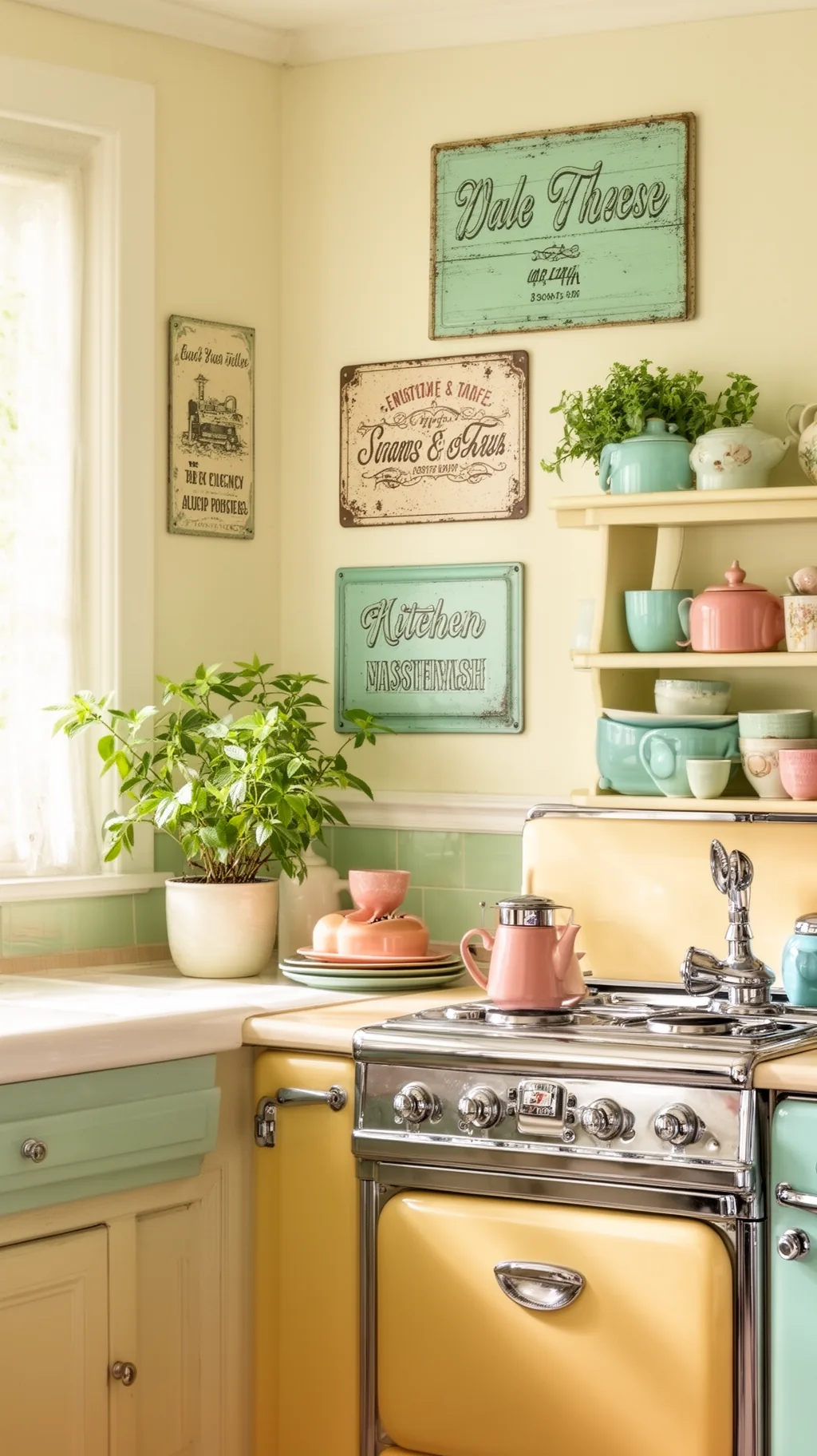 Mint painted vintage kitchen sign
