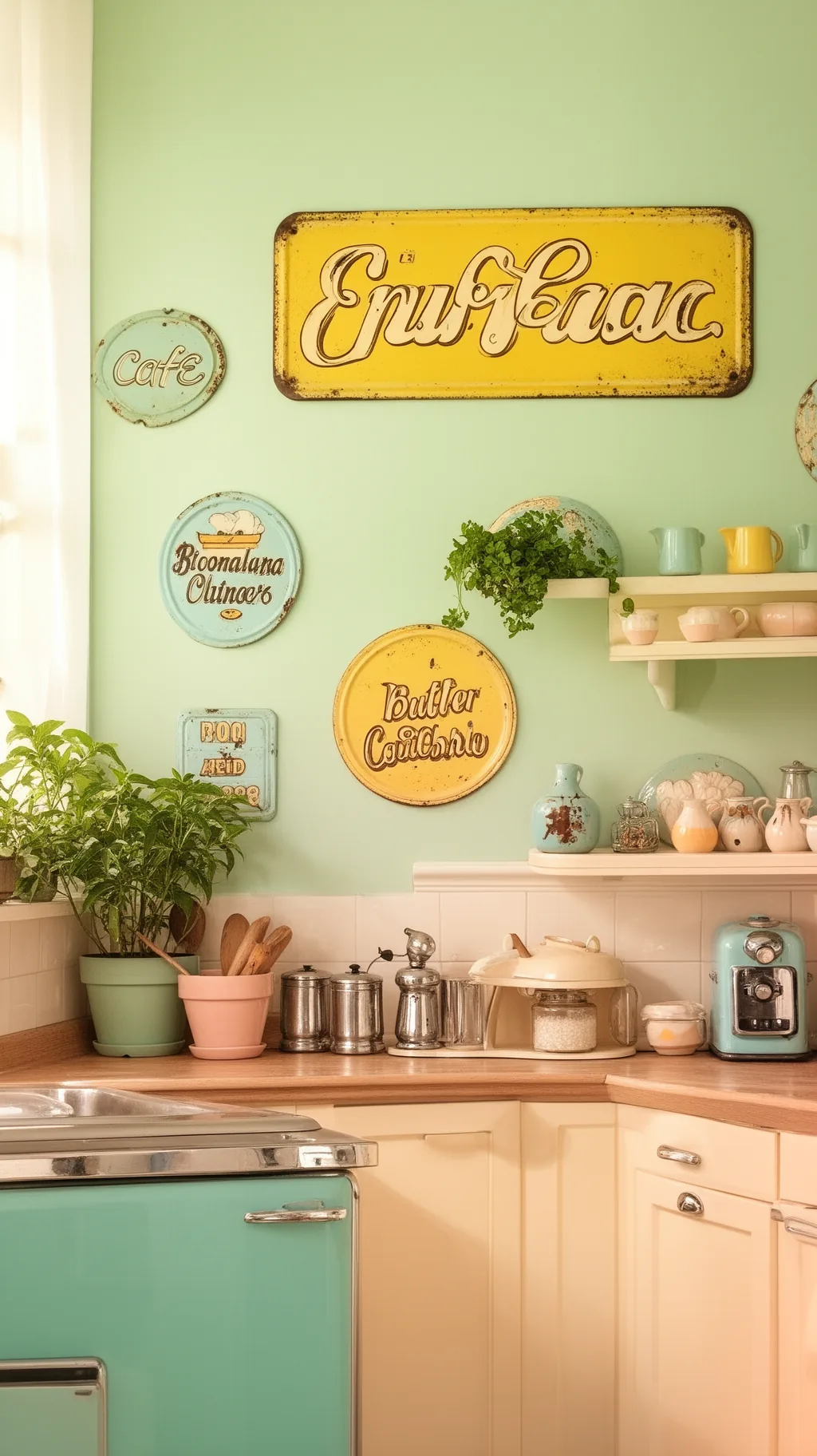 Butter yellow cafe sign