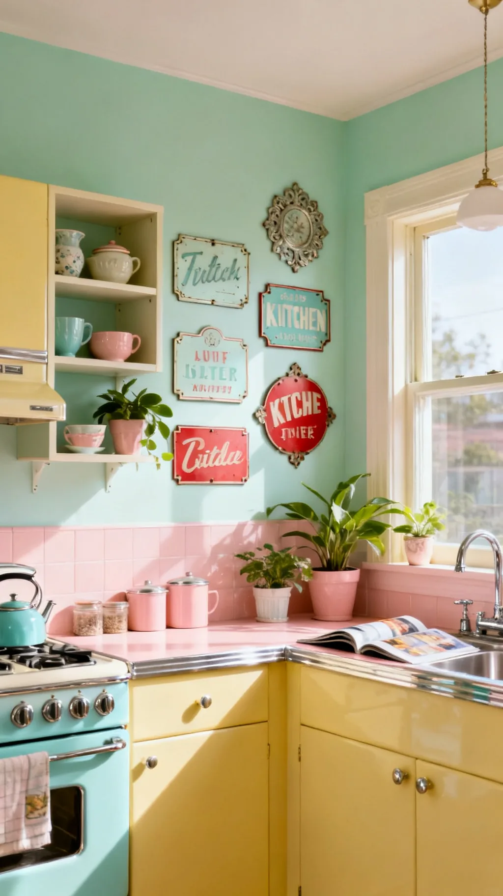 Vintage kitchen signs in a cohesive color story
