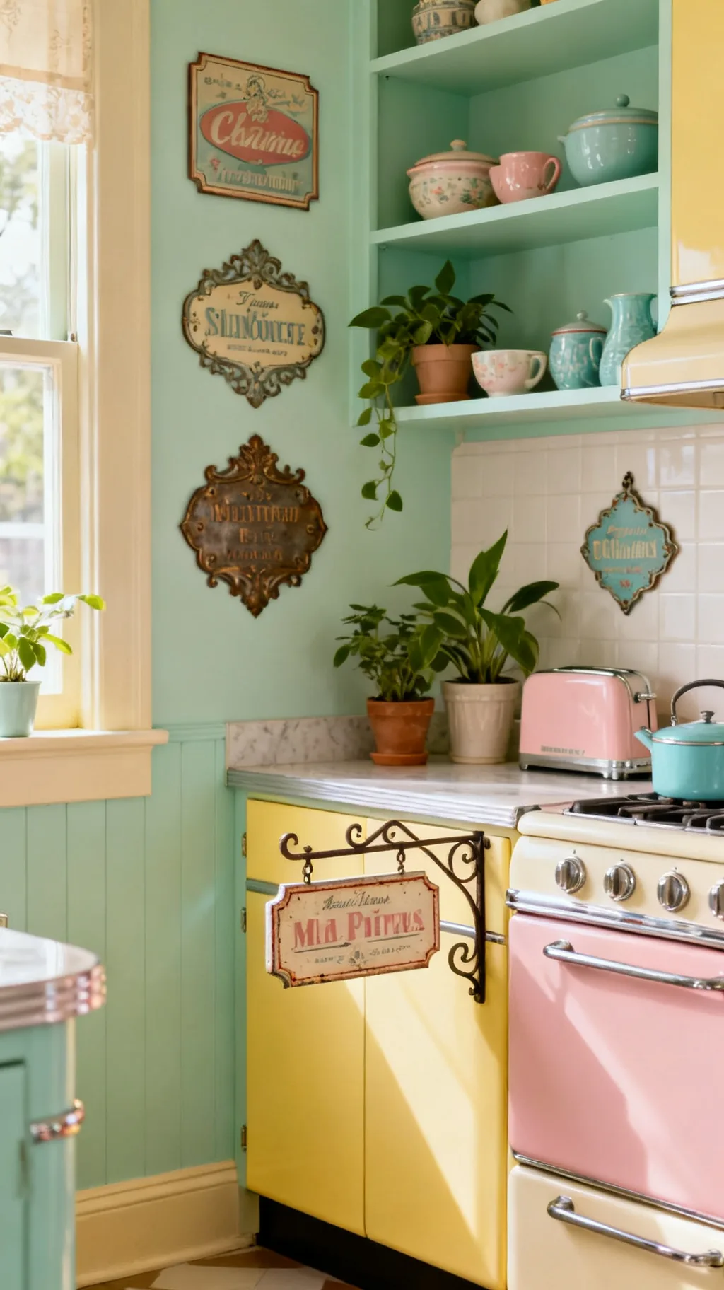 Hanging double-sided bracket vintage kitchen sign