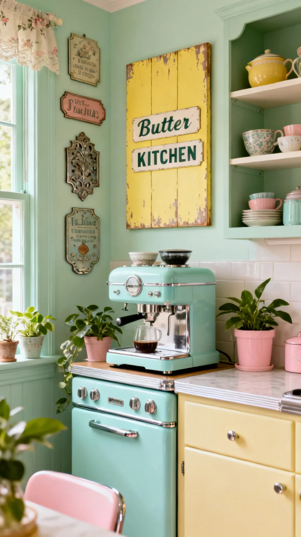 Pastel painted vintage kitchen sign