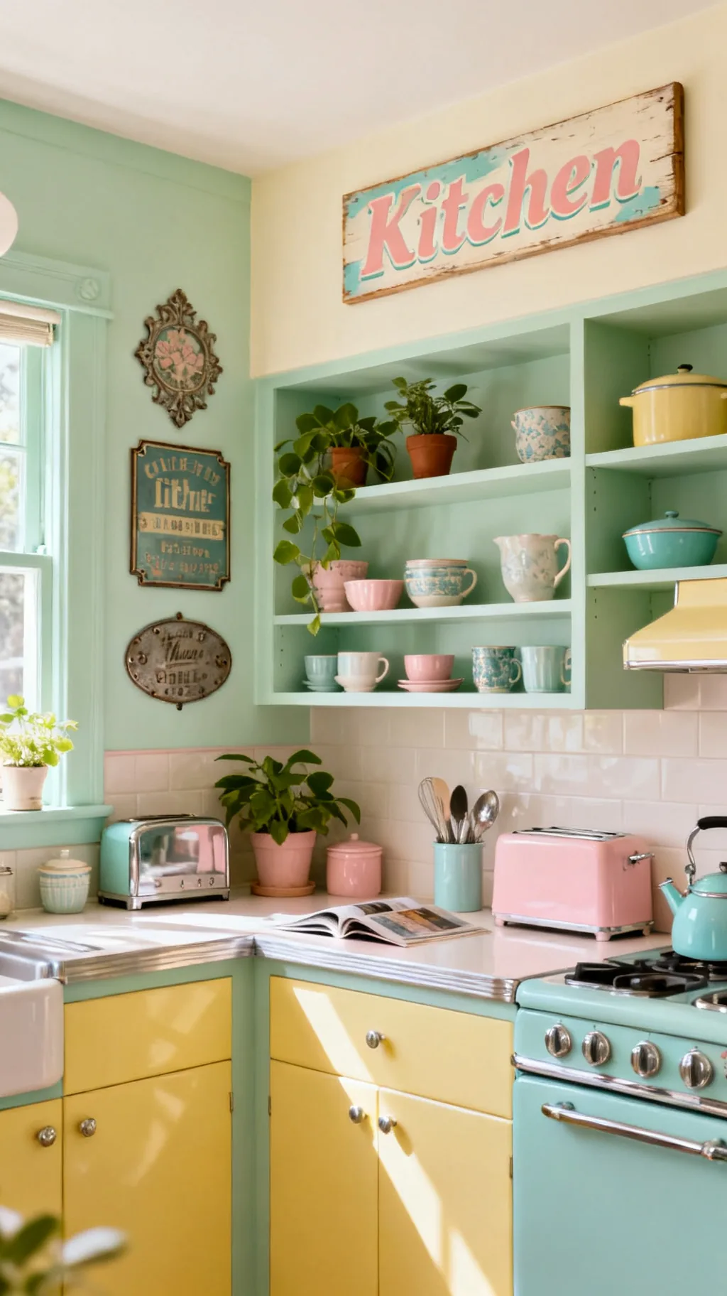 Hand-painted wood vintage kitchen sign