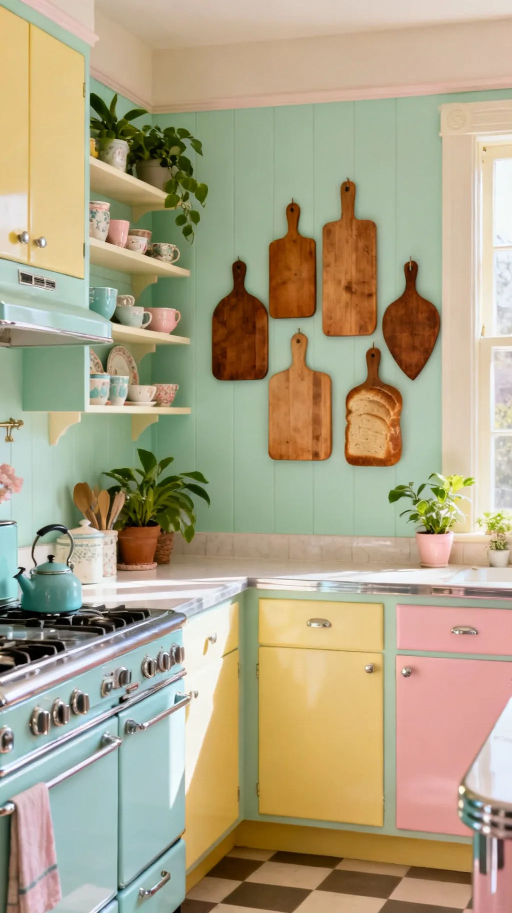 Cutting board collection as kitchen wall decor