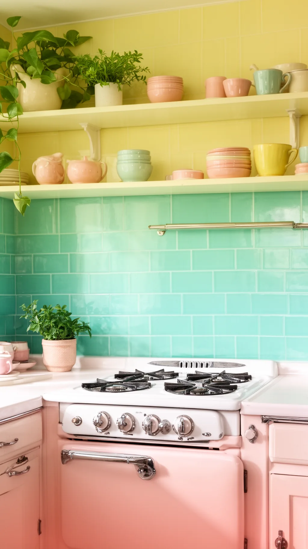 Turquoise tile backsplash