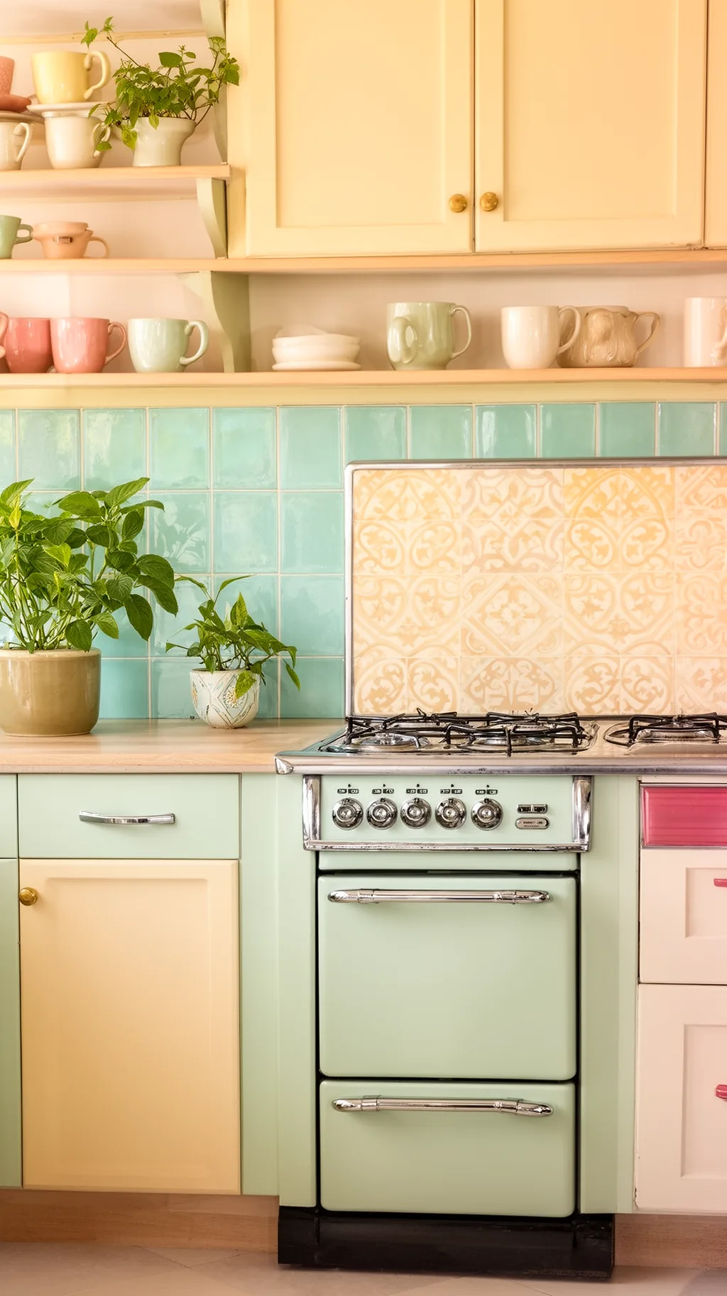 Encaustic tile backsplash