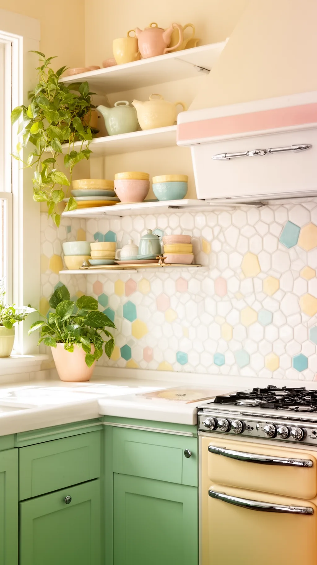 Hexagon tile backsplash