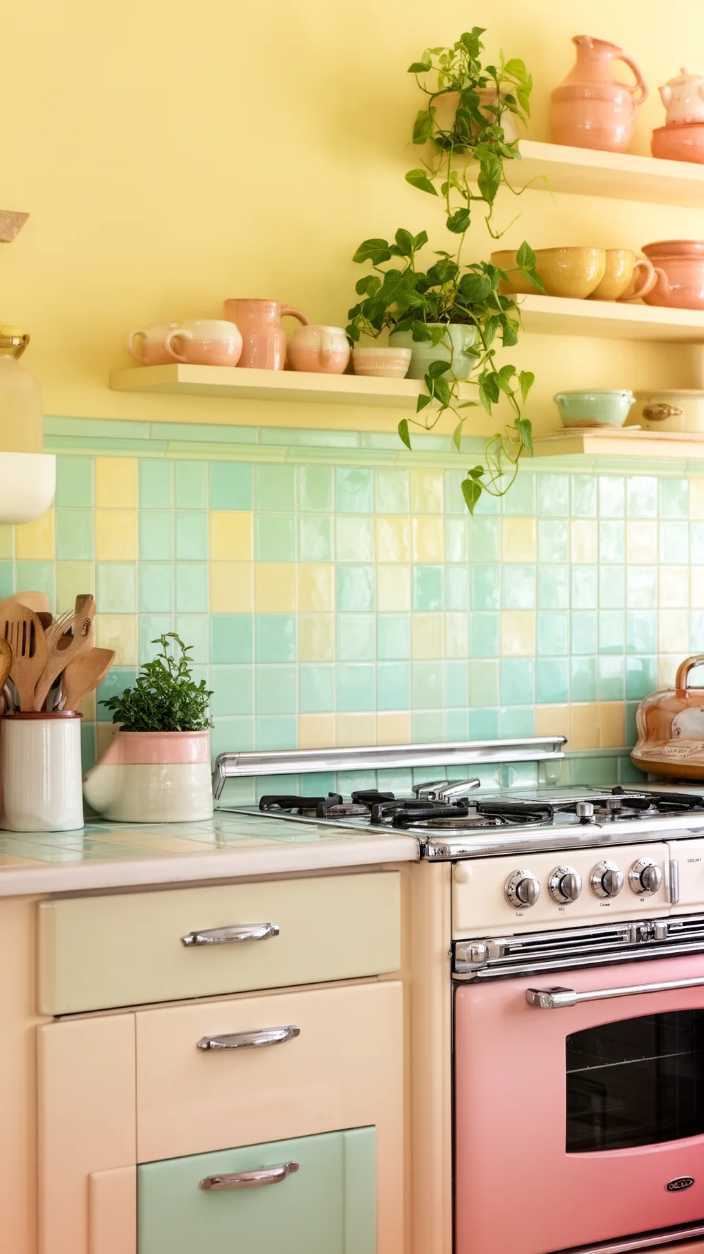 Full-height tile backsplash