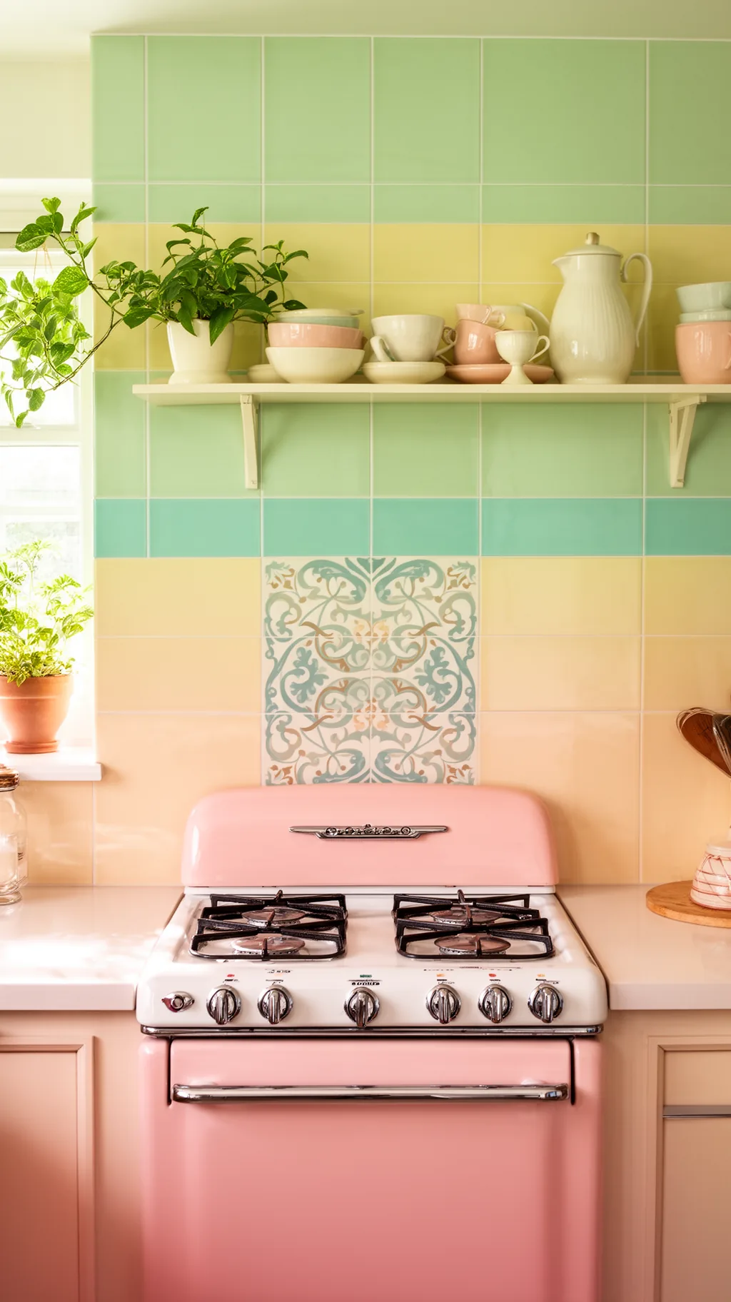 Feature panel behind stove