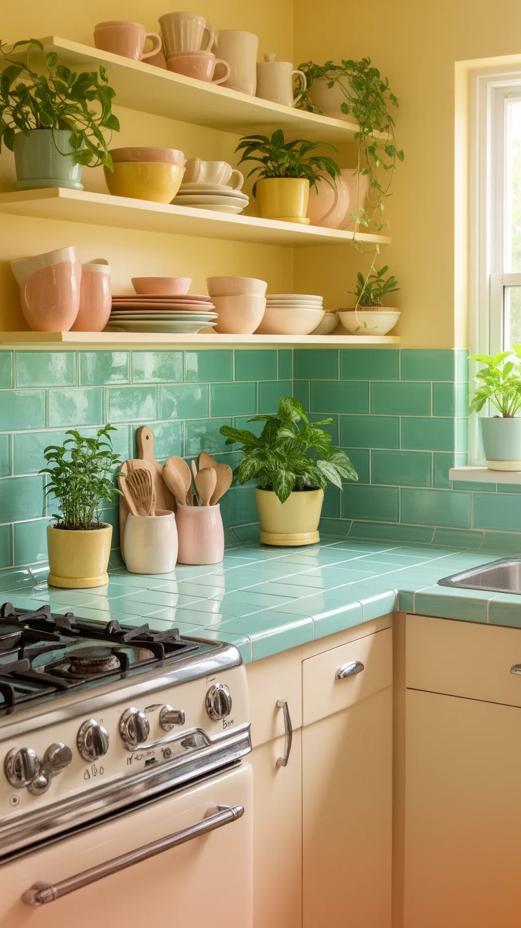 Glass tile backsplash