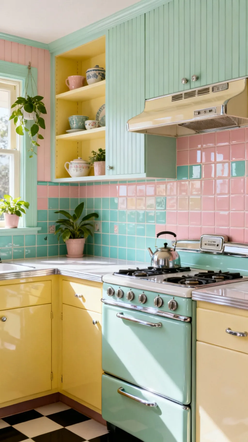 Beadboard panel retro kitchen backsplash