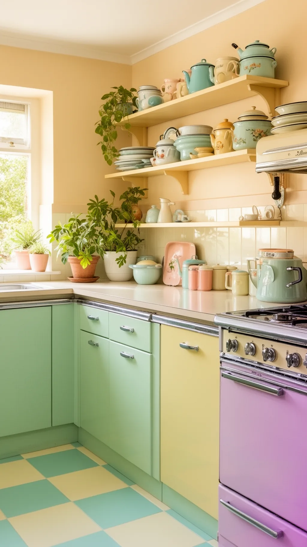 Pastel checkerboard floor