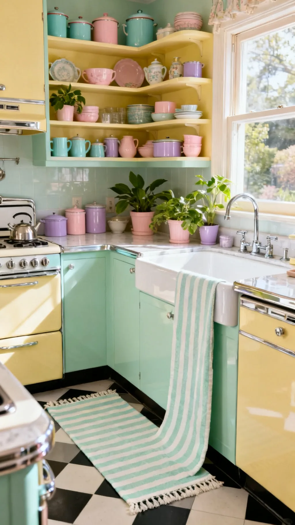 Pastel kitchen rug and runner