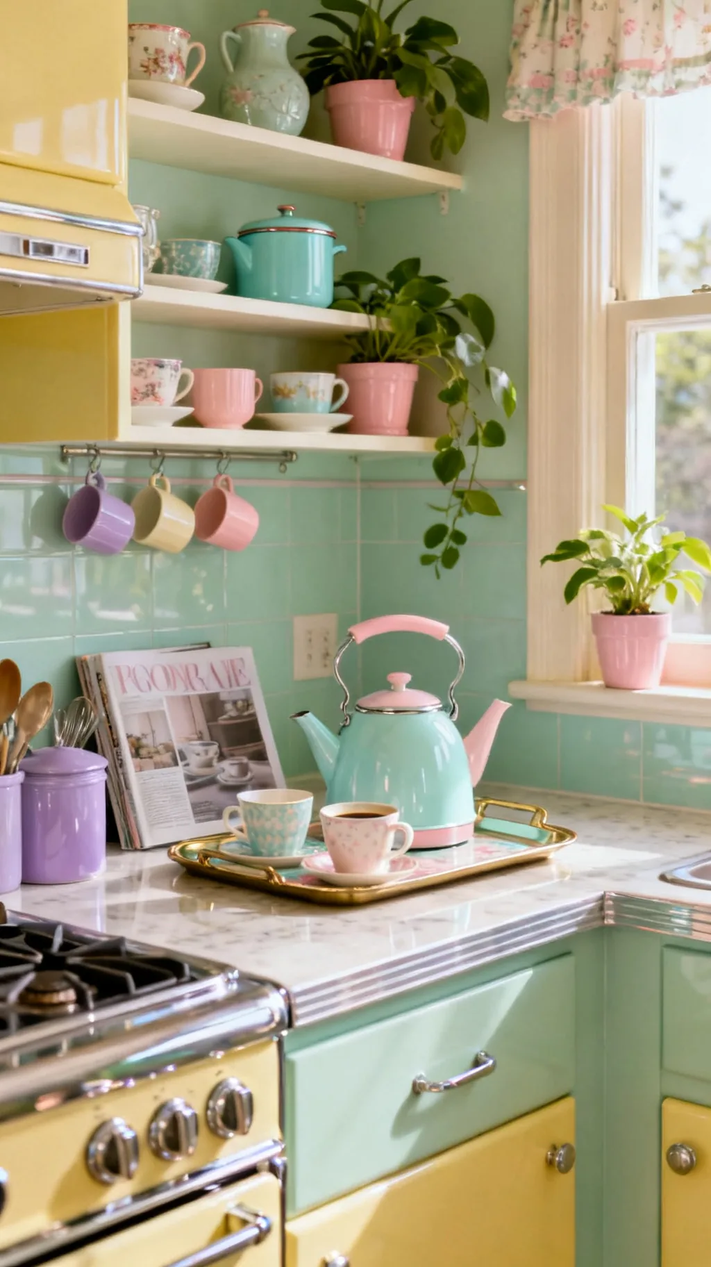 Pastel coffee and tea station