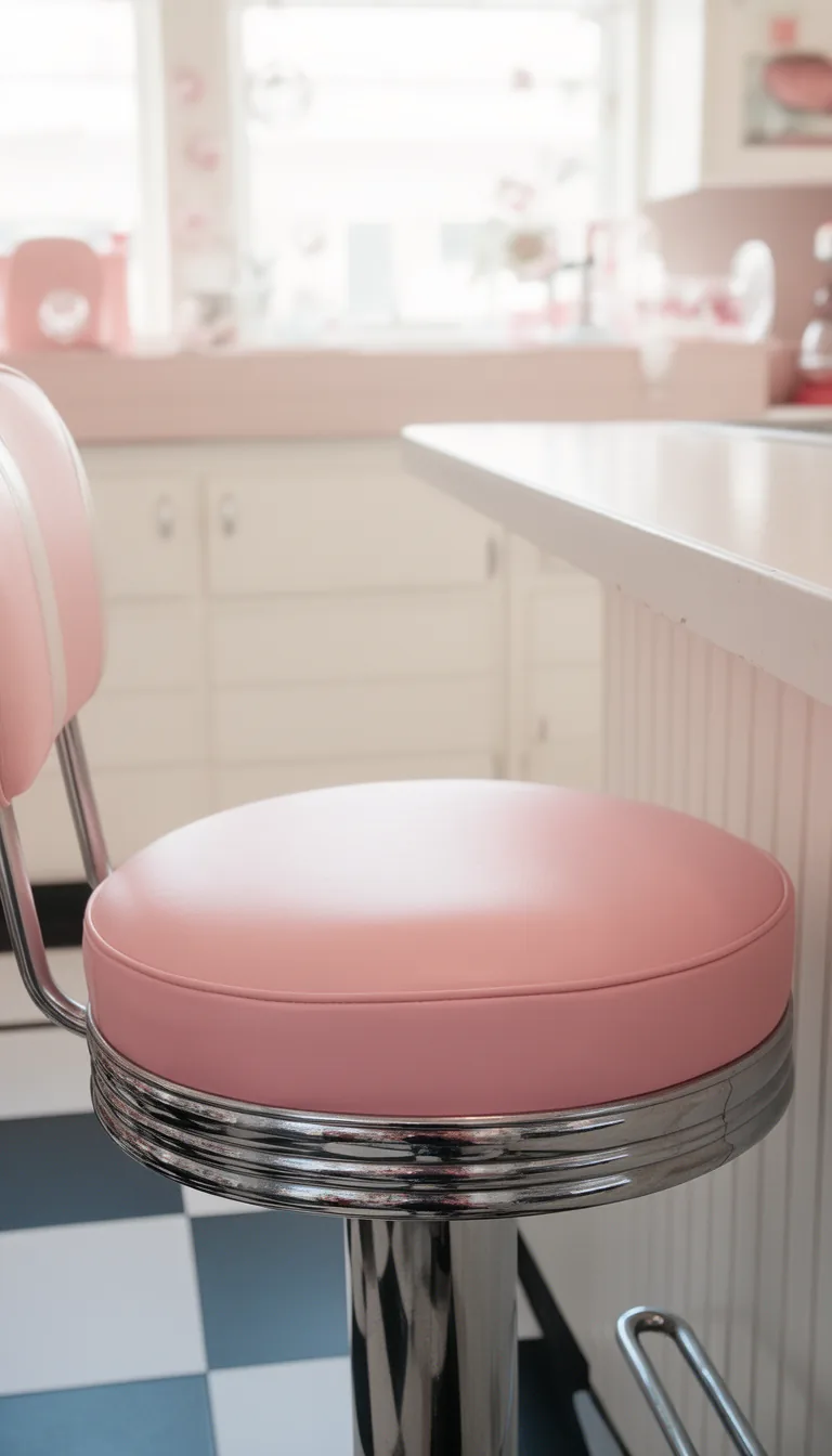 Pastel pink retro kitchen table and chairs - look 3