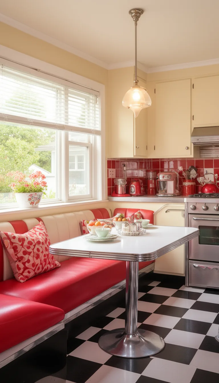 Cozy retro banquette breakfast nook - look 1