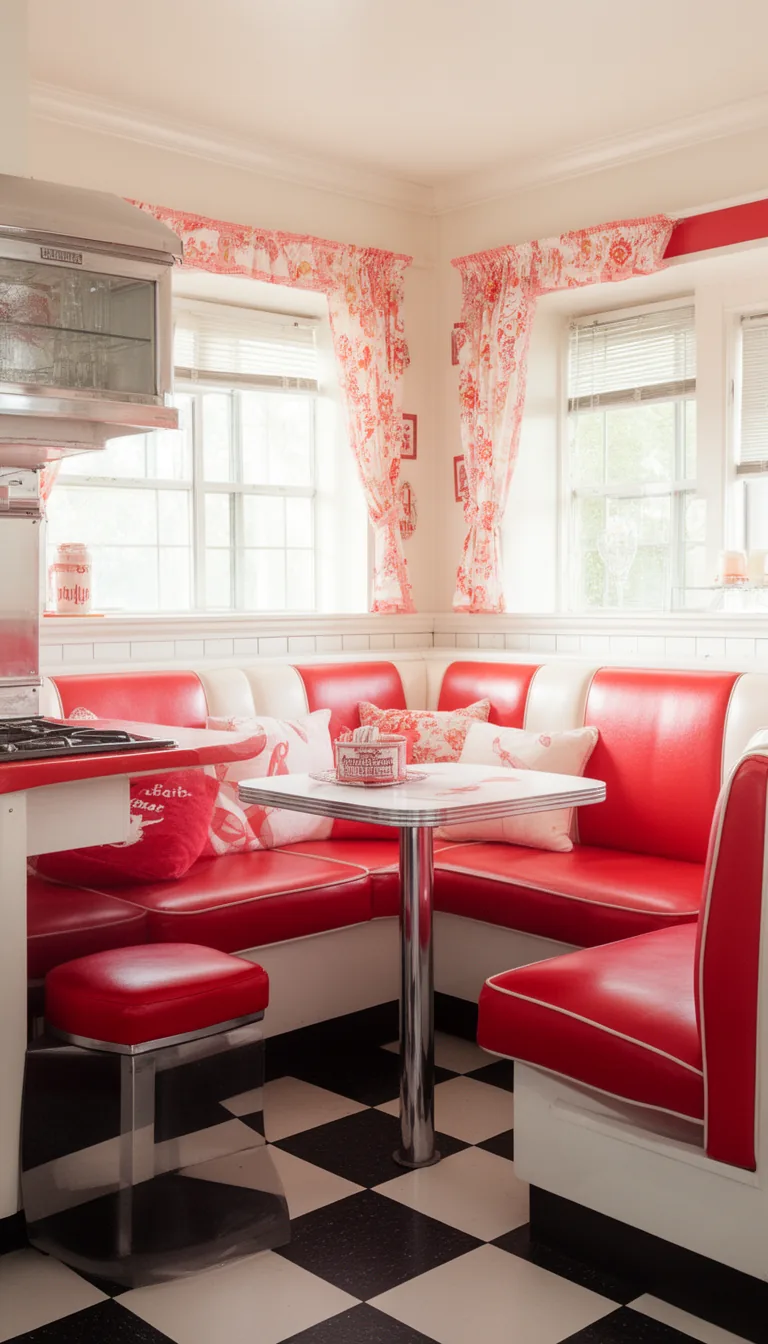 Cozy retro banquette breakfast nook - look 2
