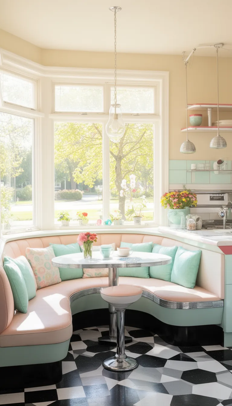 Cozy retro banquette breakfast nook - look 3