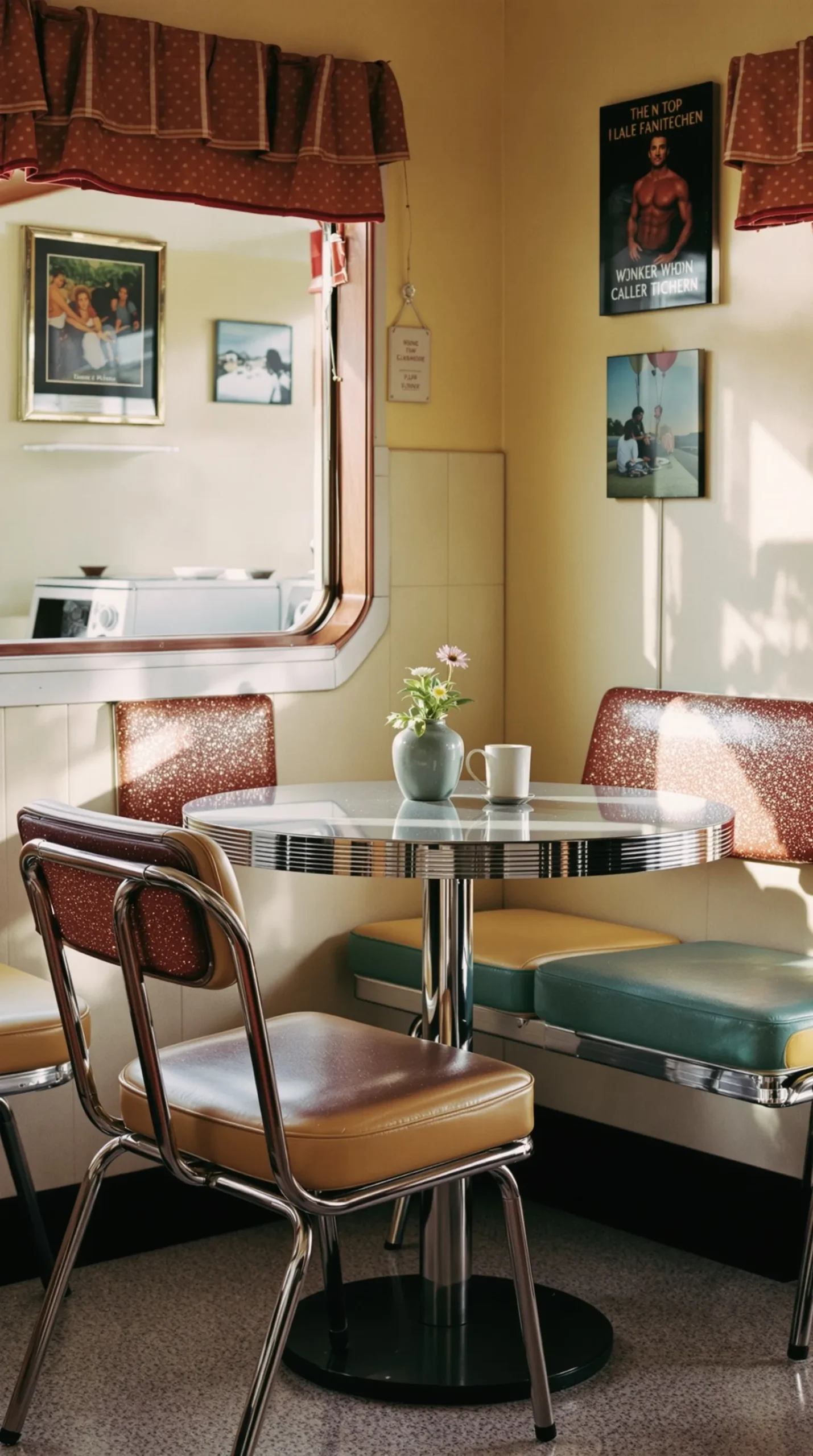 Chrome retro kitchen table and chairs with sparkly glitter vinyl seats