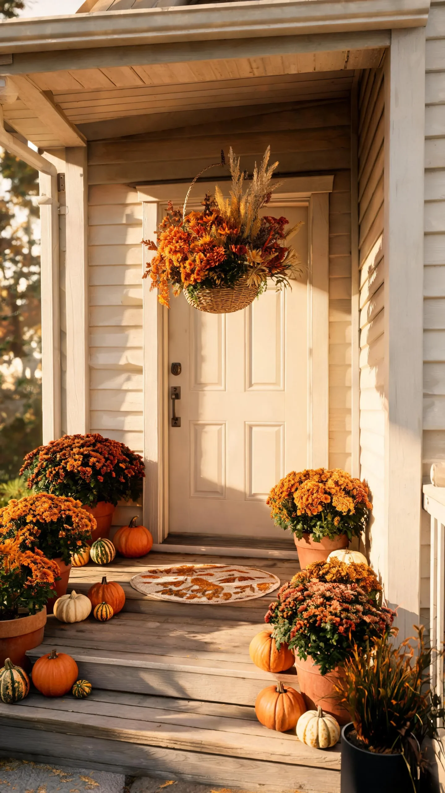 Hanging basket on a small porch