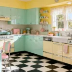Cheerful pastel retro vintage kitchen