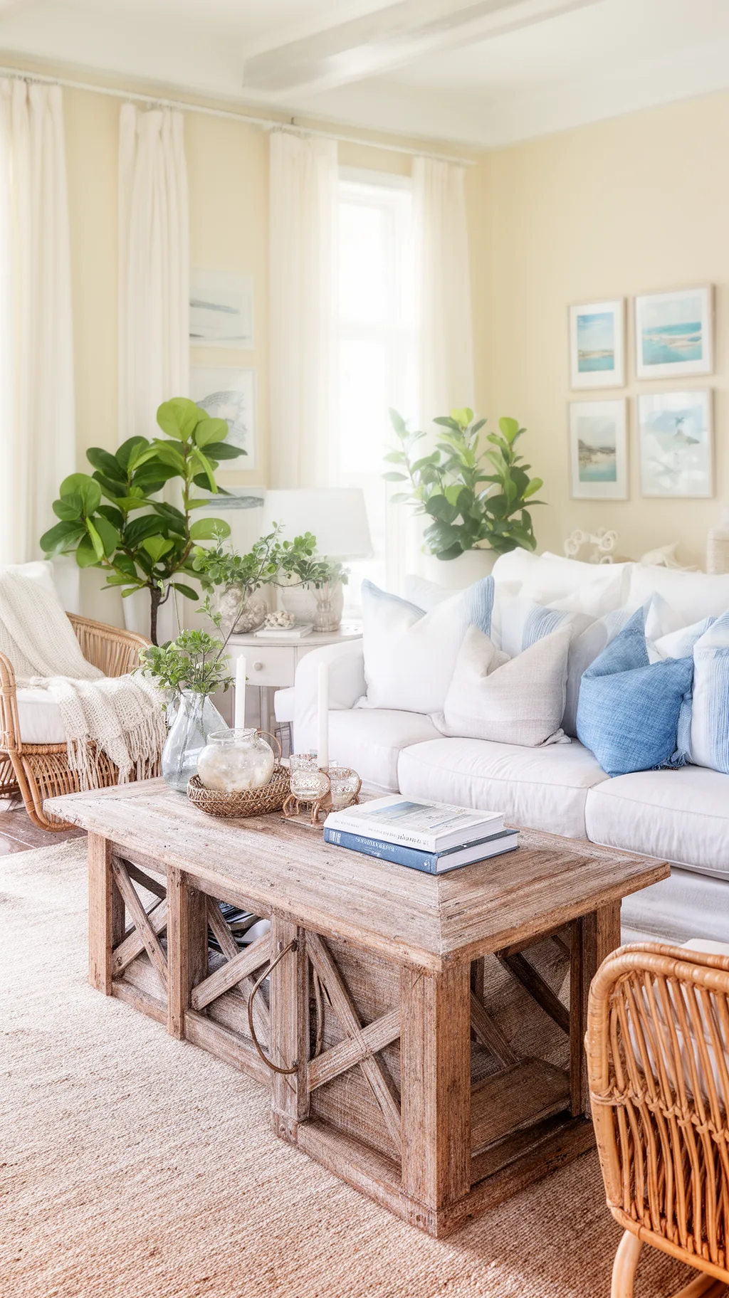 Coastal-inspired summer living room in soft neutral tones (2 of 5)