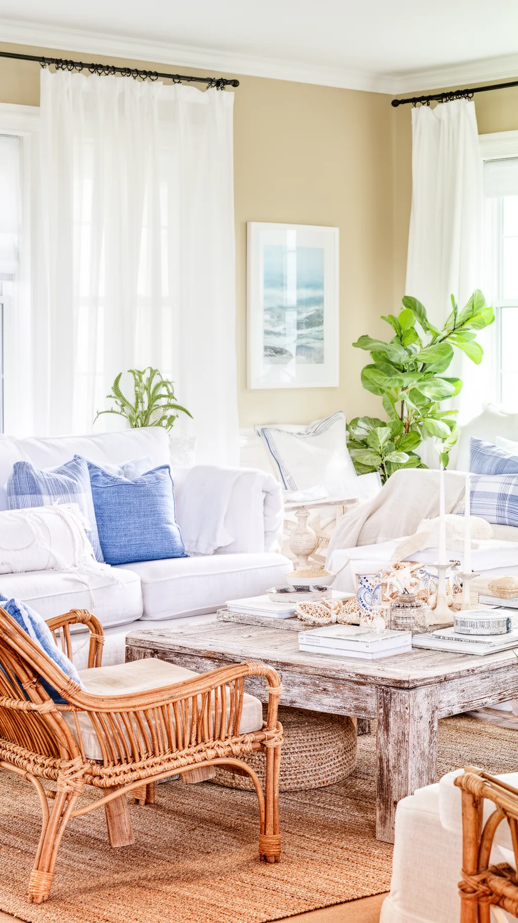 Coastal-inspired summer living room in soft neutral tones (5 of 5)