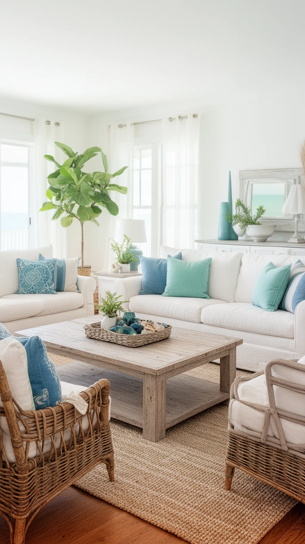 Soft sea-blue accents in a cool summer living room (2 of 5)