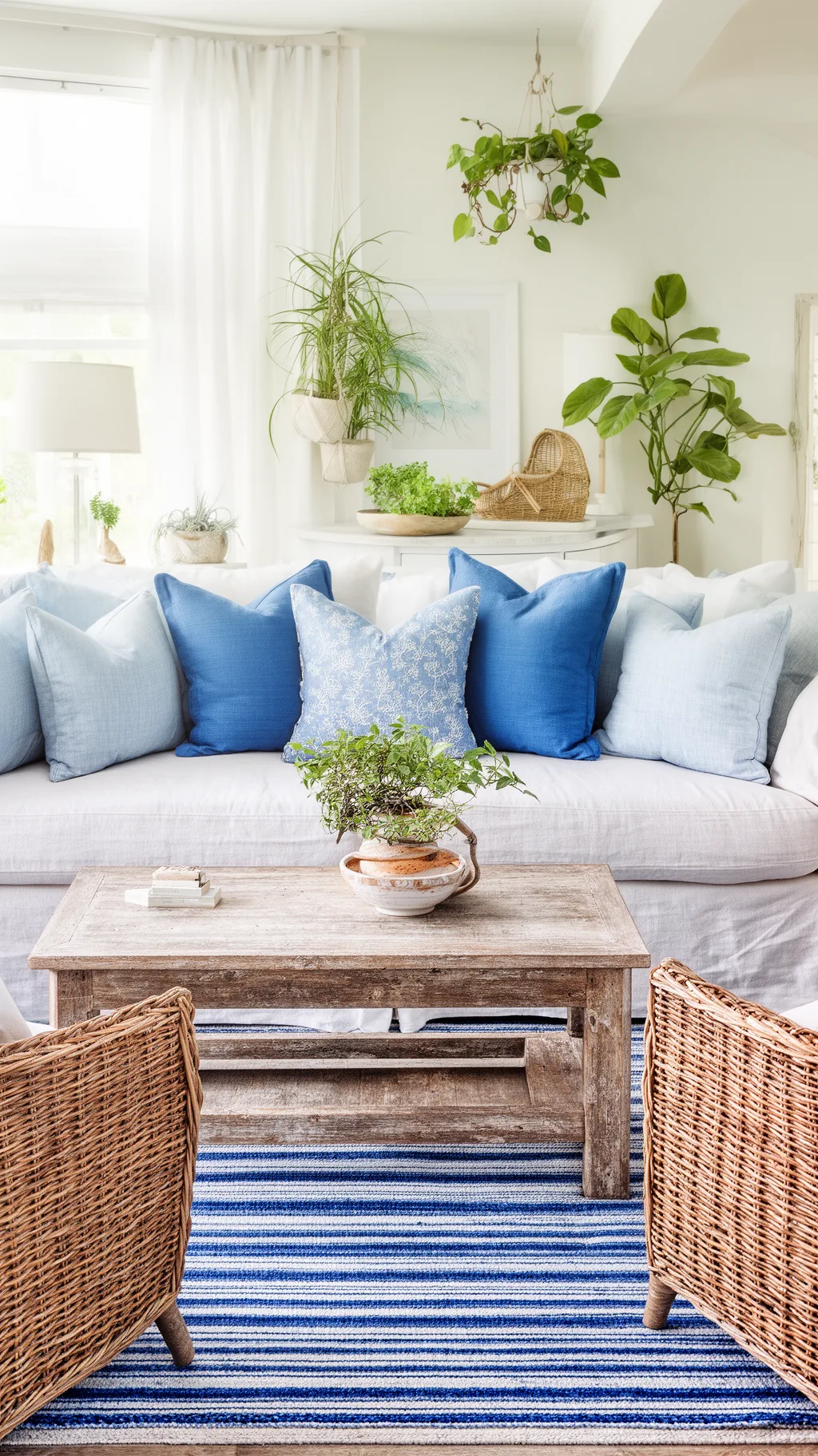 Soft sea-blue accents in a cool summer living room (4 of 5)