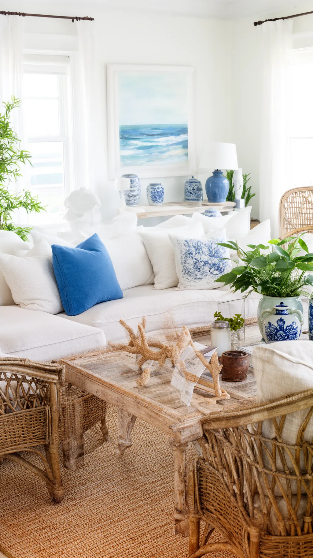 Soft sea-blue accents in a cool summer living room (5 of 5)