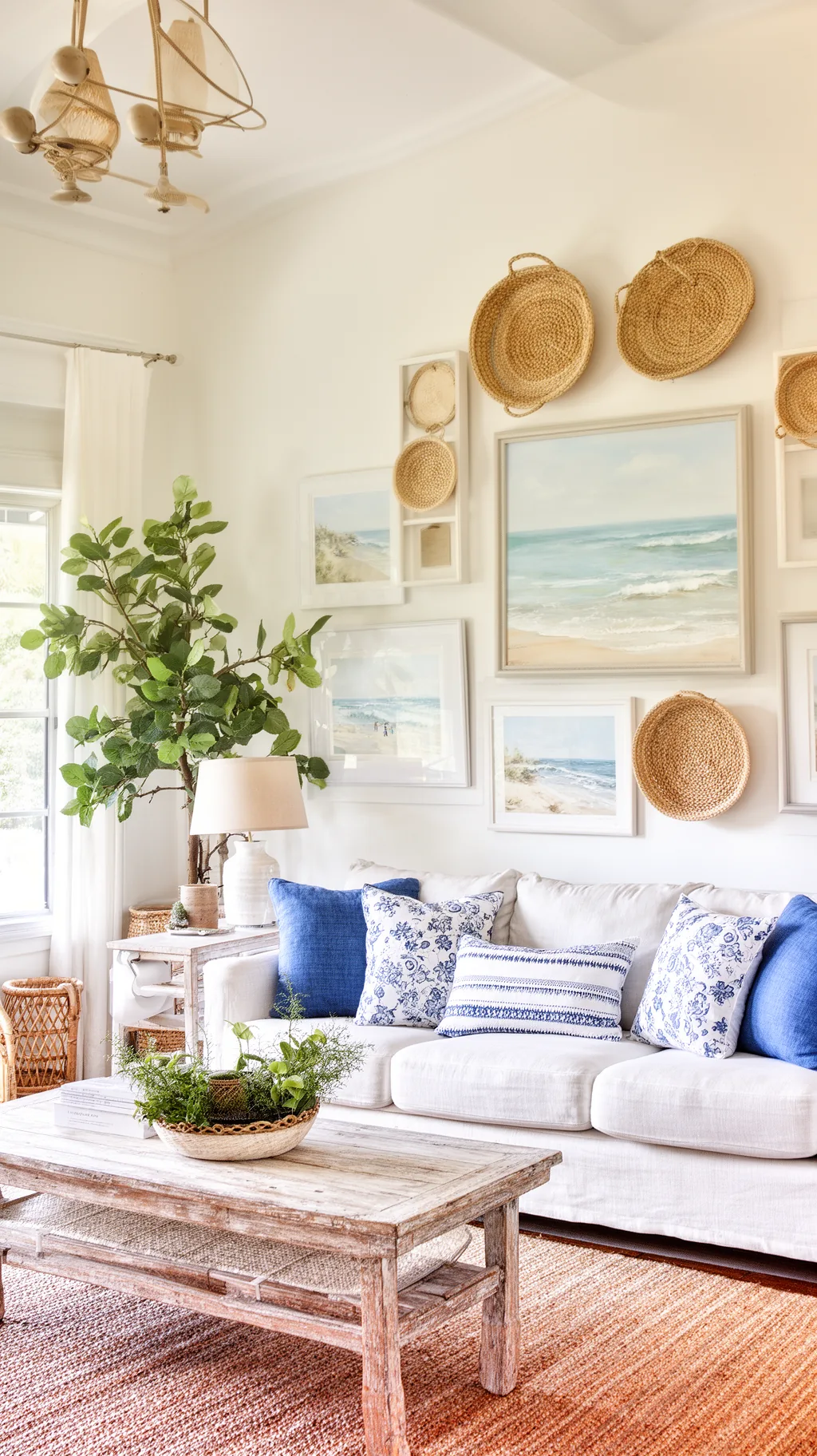 Airy summer living room styled with light layered textiles (2 of 5)