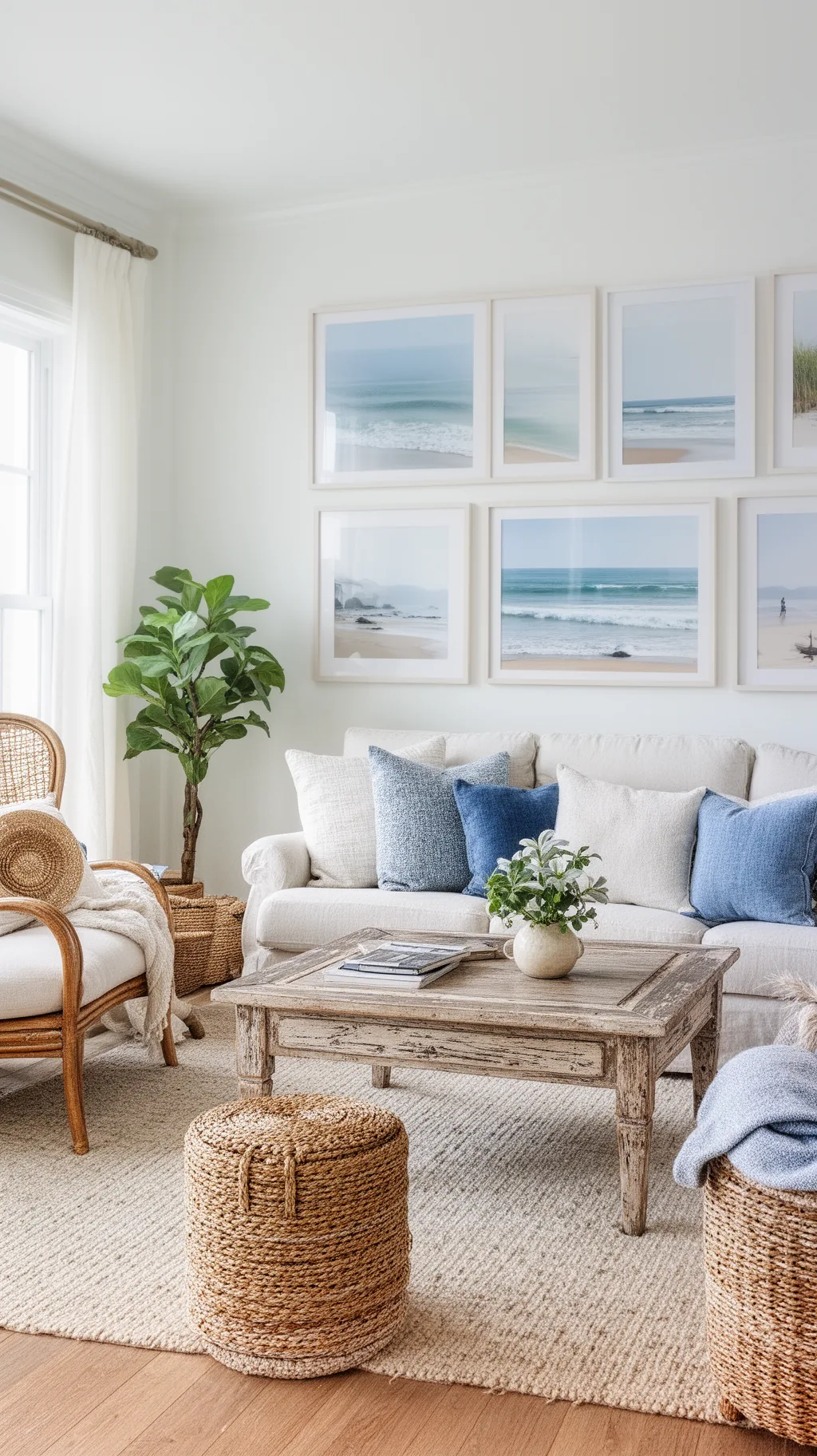 Airy summer living room styled with light layered textiles (4 of 5)