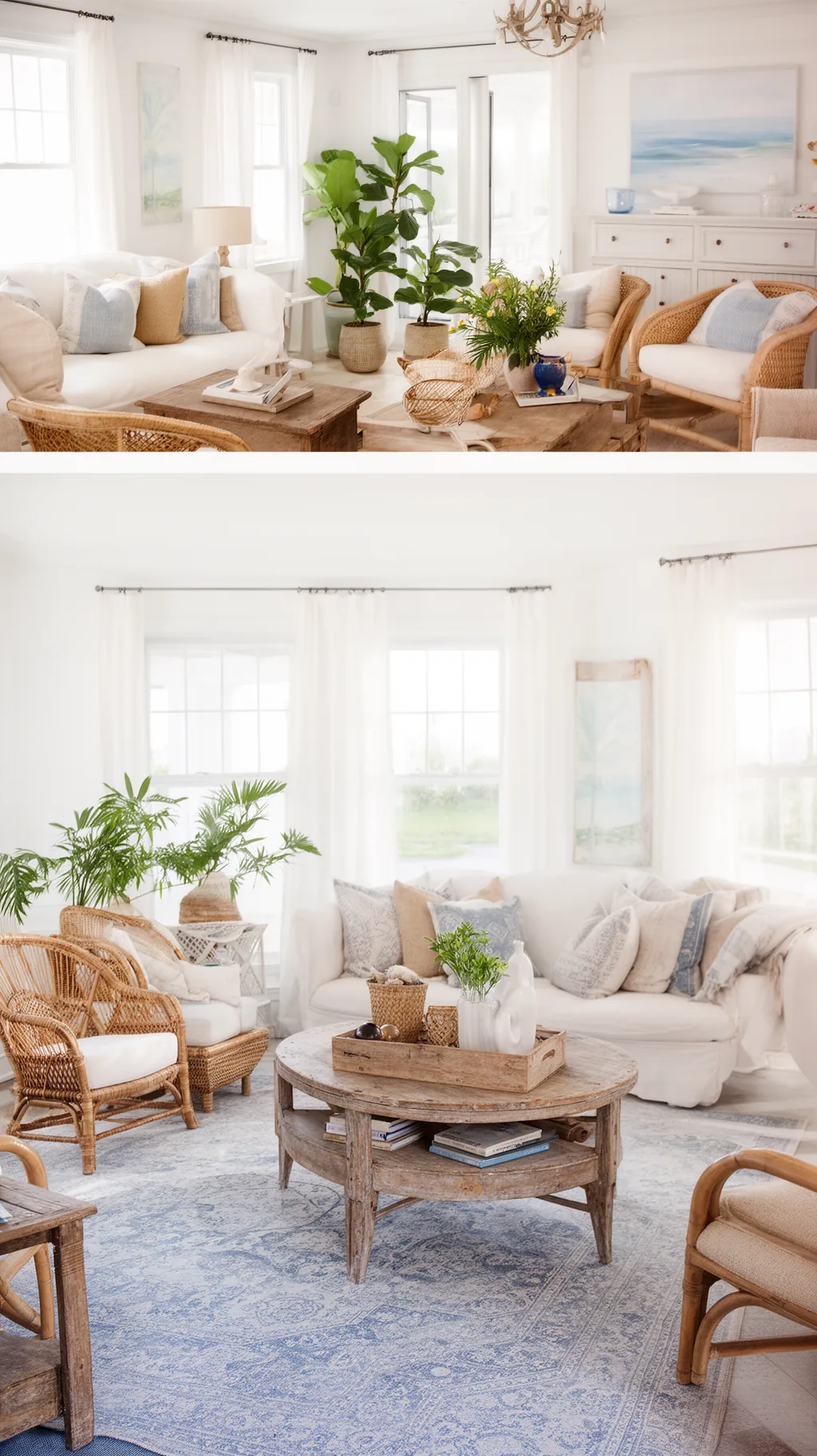 Natural-fiber rug grounding a breezy summer living room (4 of 5)