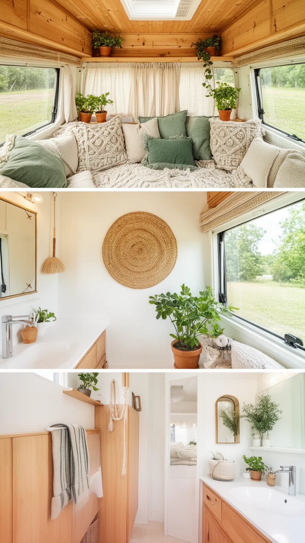 Bright minimalist camper bathroom
