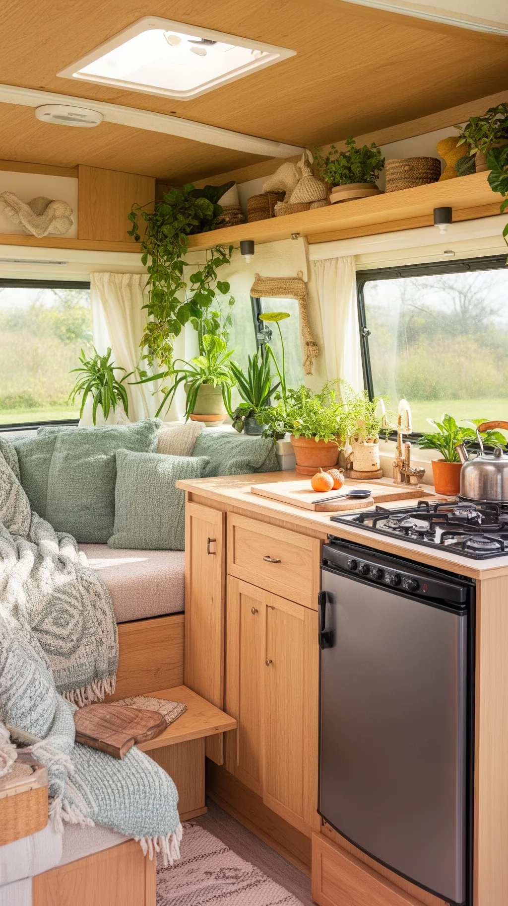 Efficient tiny camper kitchen corner