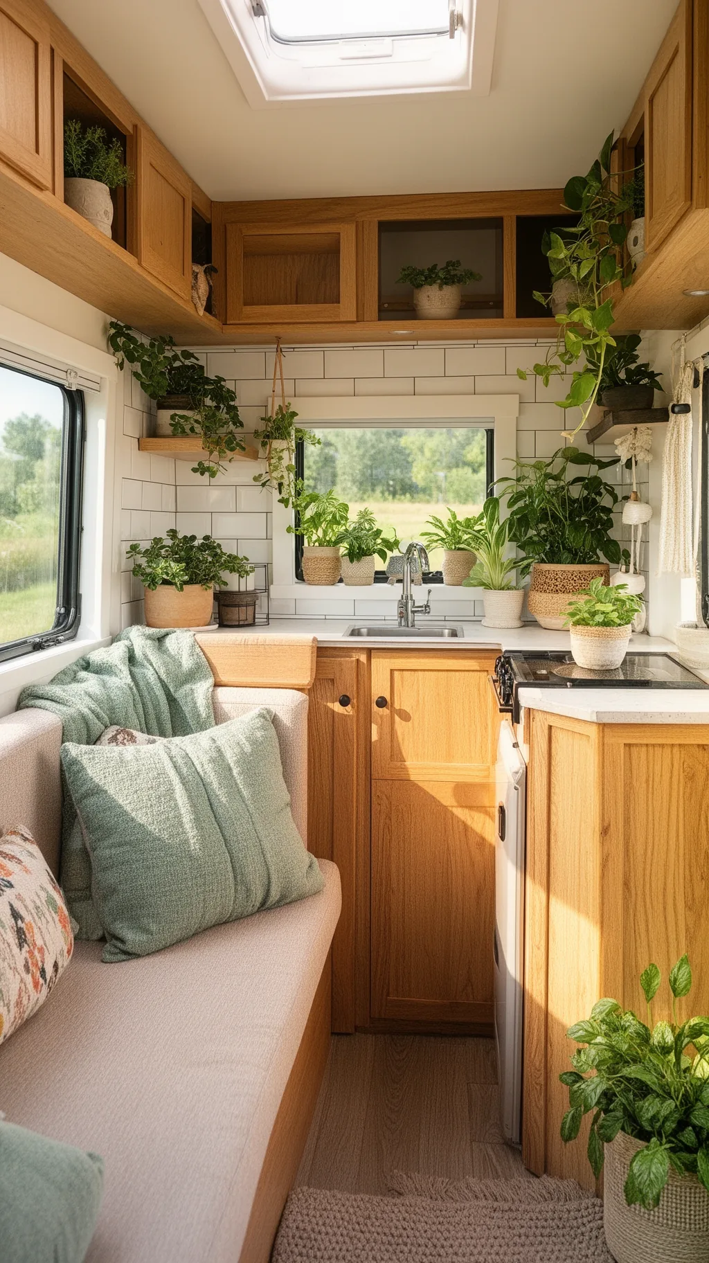 Charming RV kitchenette with subway tile