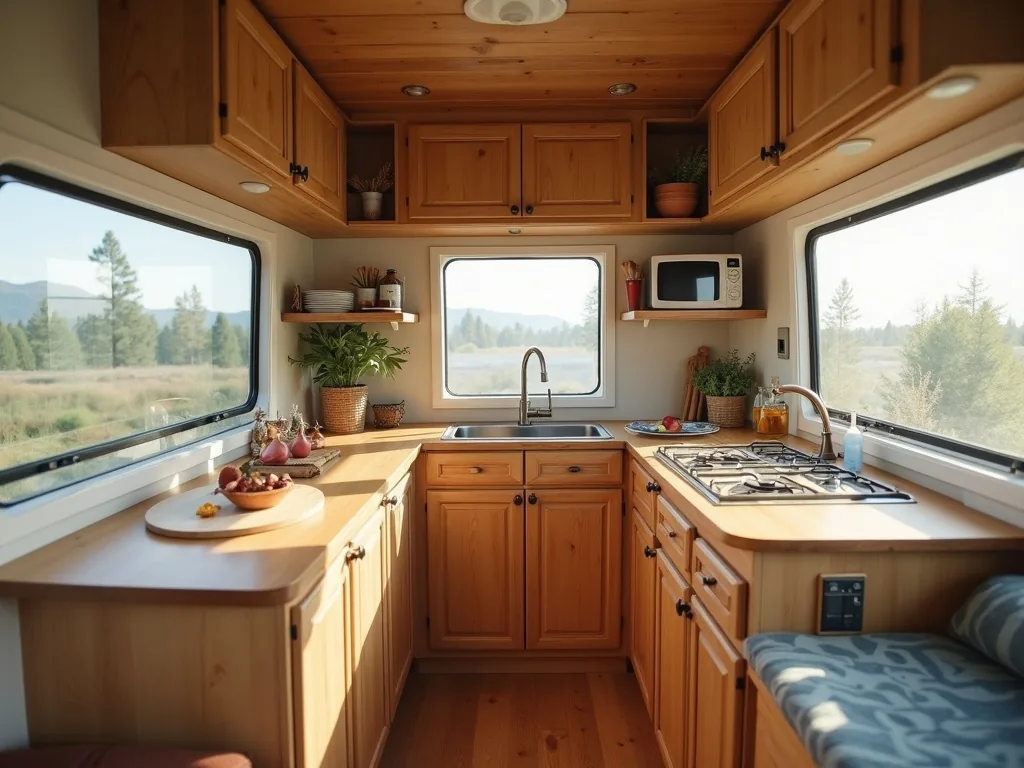 Compact L-shaped galley kitchen maximizing corner counter space