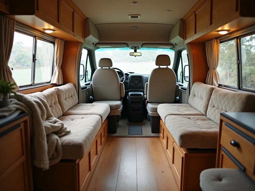 Swivel cab seats turned toward the camper living area