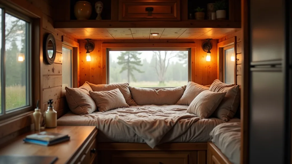 Cozy bunk sleeping zone with reading lights