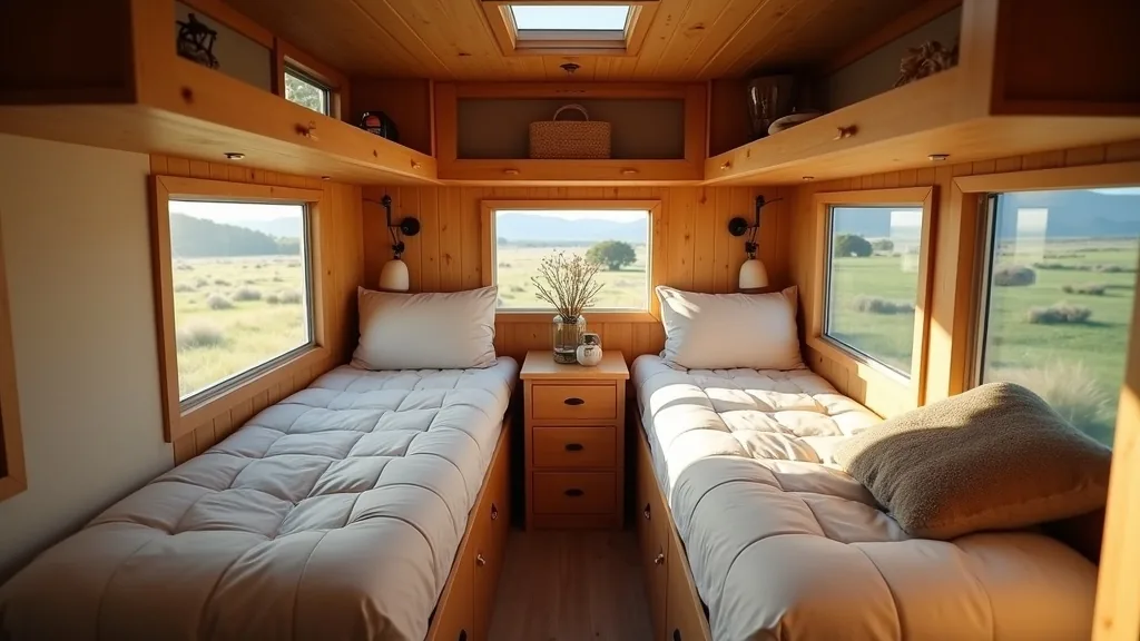 Compact bunk beds with sliding privacy panels