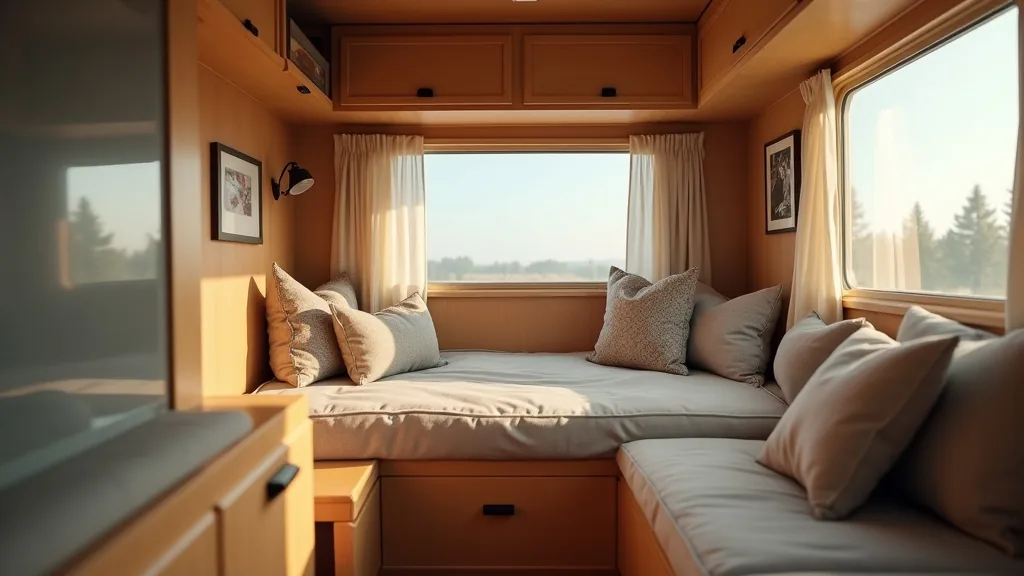 Convertible camper lounge converting into a sleeping nook