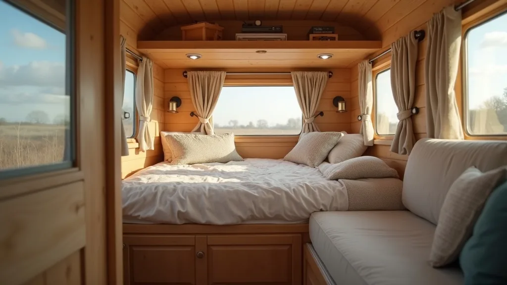 Murphy bed half folded showing space-saving frame