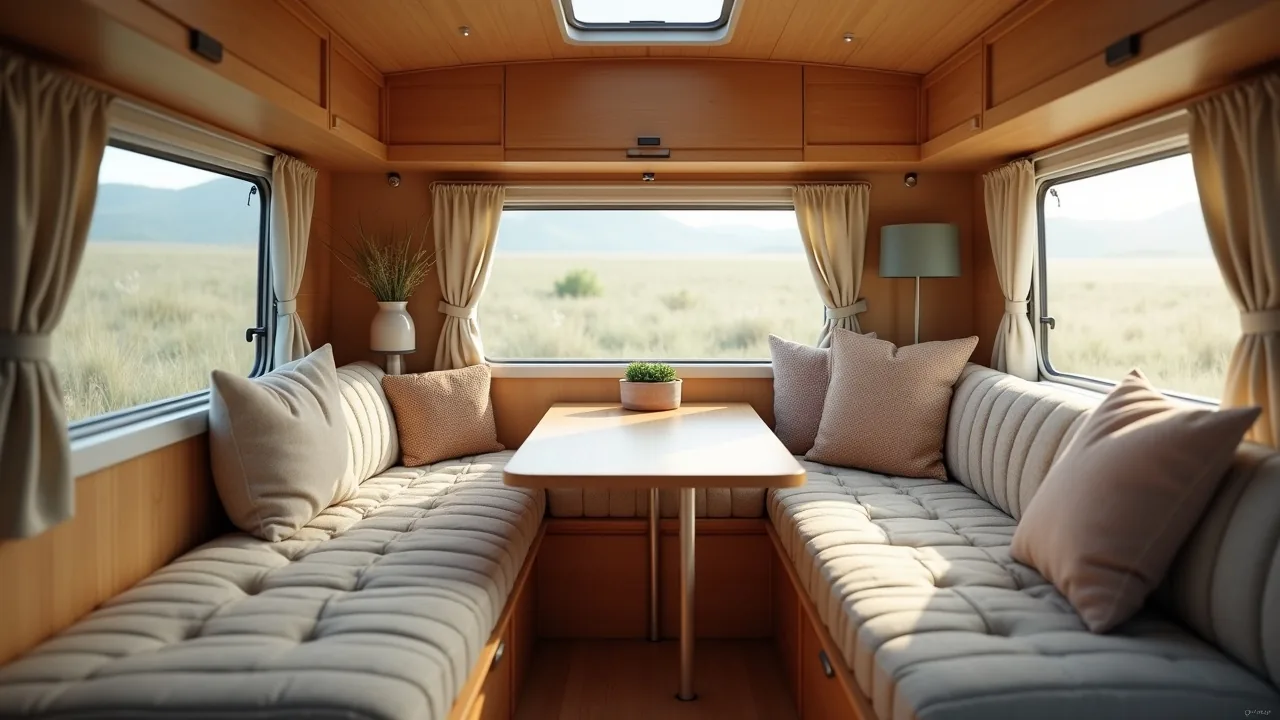 U-shape lounge with movable cushions and low table