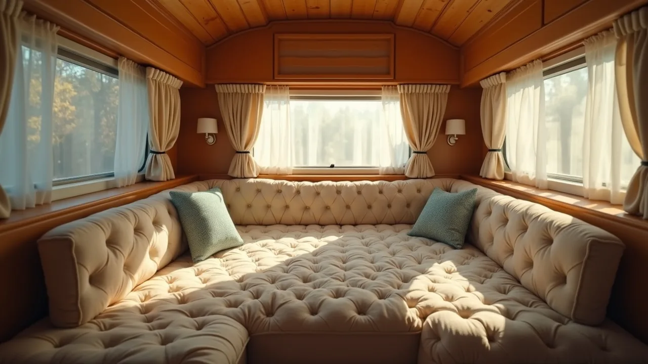 Wraparound booth converted into a flat bed