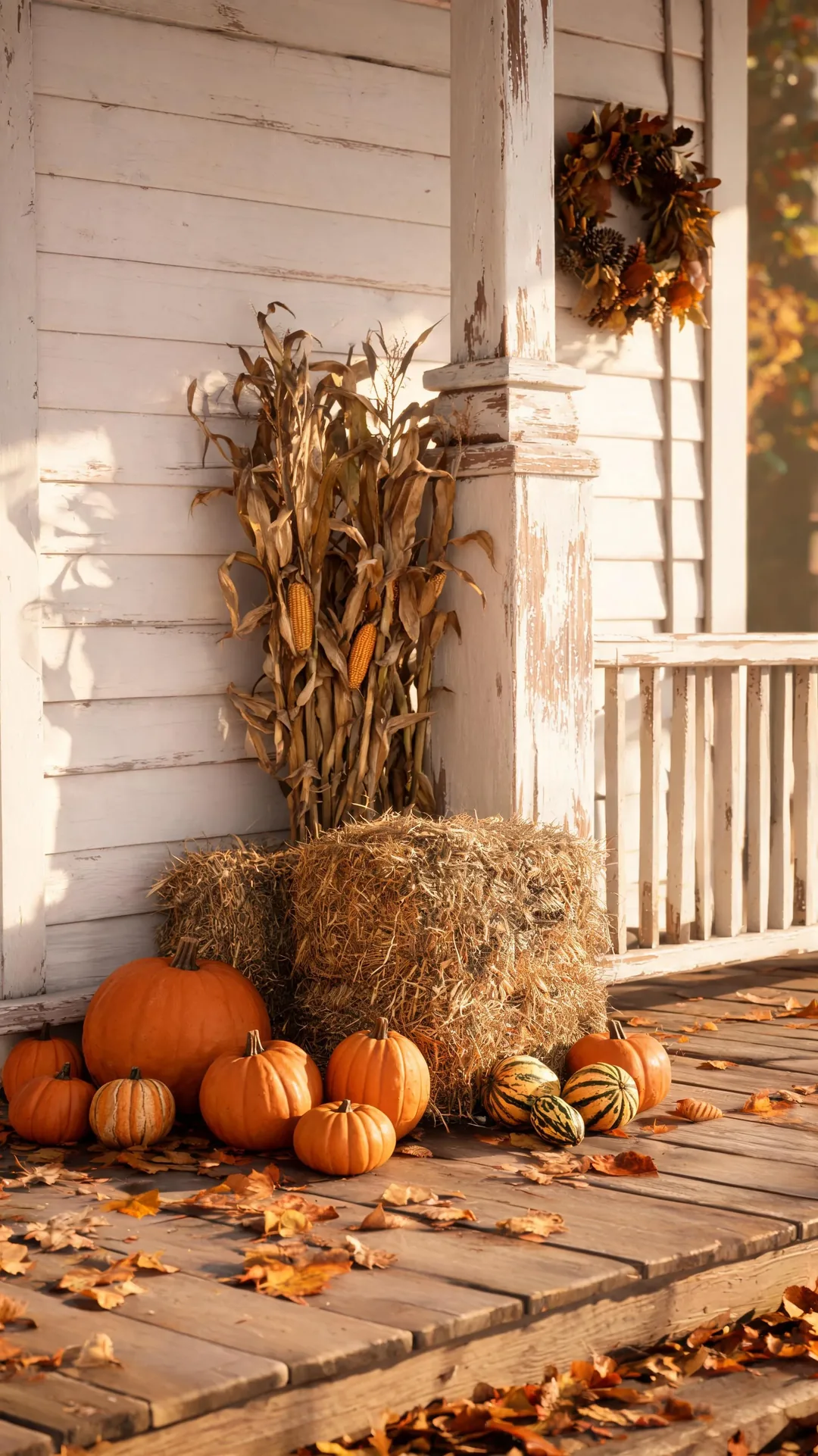 Farmhouse hay bale porch corner