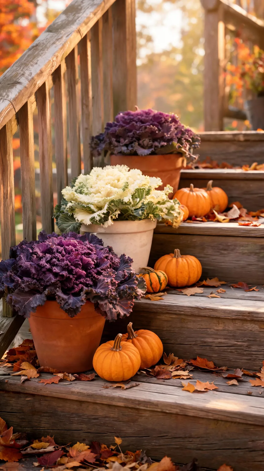 Ornamental kale and cabbage pots for fall